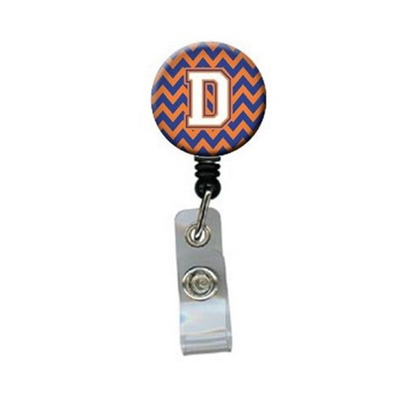 Carolines Treasures Letter D Chevron Blue and Orange No.3 Retractable Badge Reel CJ1060-DBR